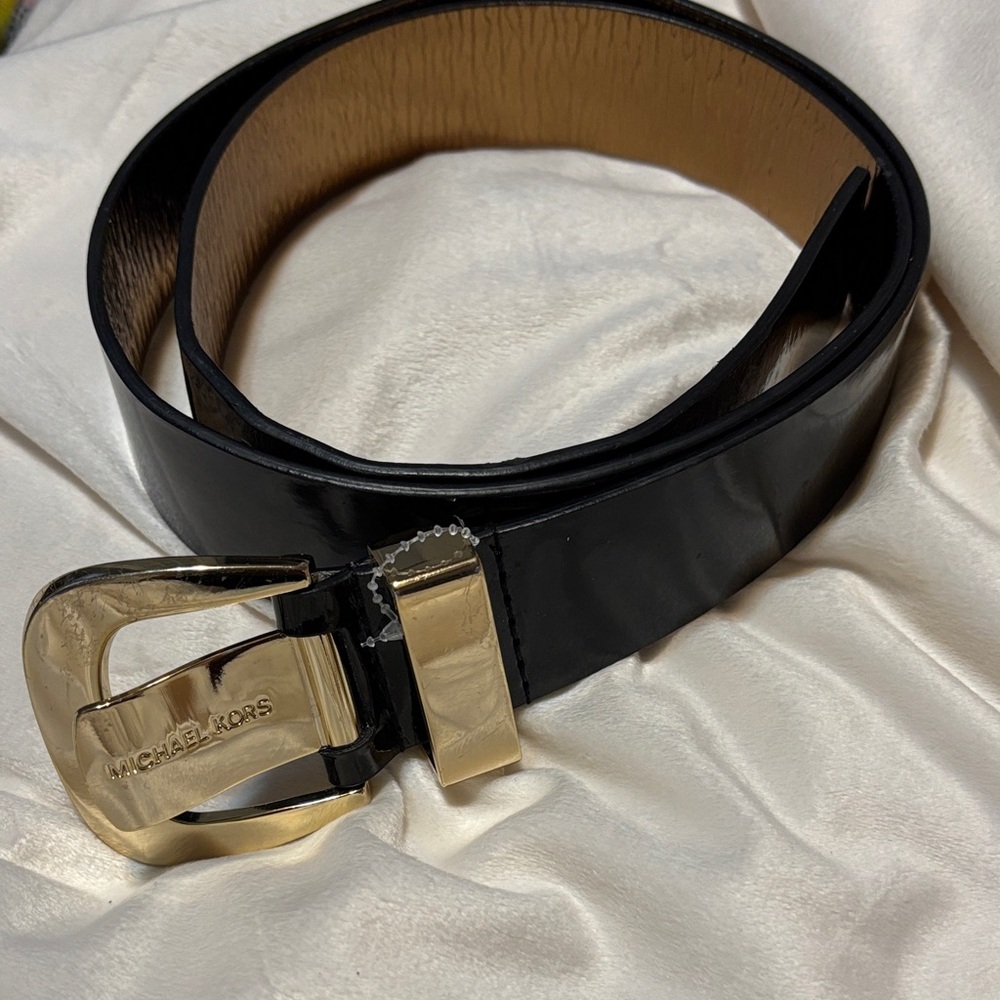Michael Kors Black Belt with Gold Buckle